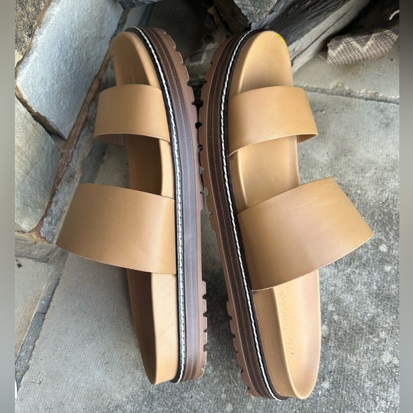 Madewell The Charley double strap slide leather sandal in Desert Camel Sz-10.5 I - Picture 3 of 14
